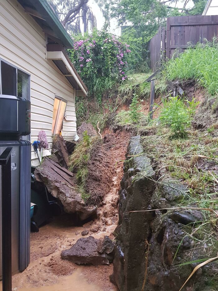 Finally Rained After 3 Months In Australia And It Destroys Our Whole Garden Wall And Laundry