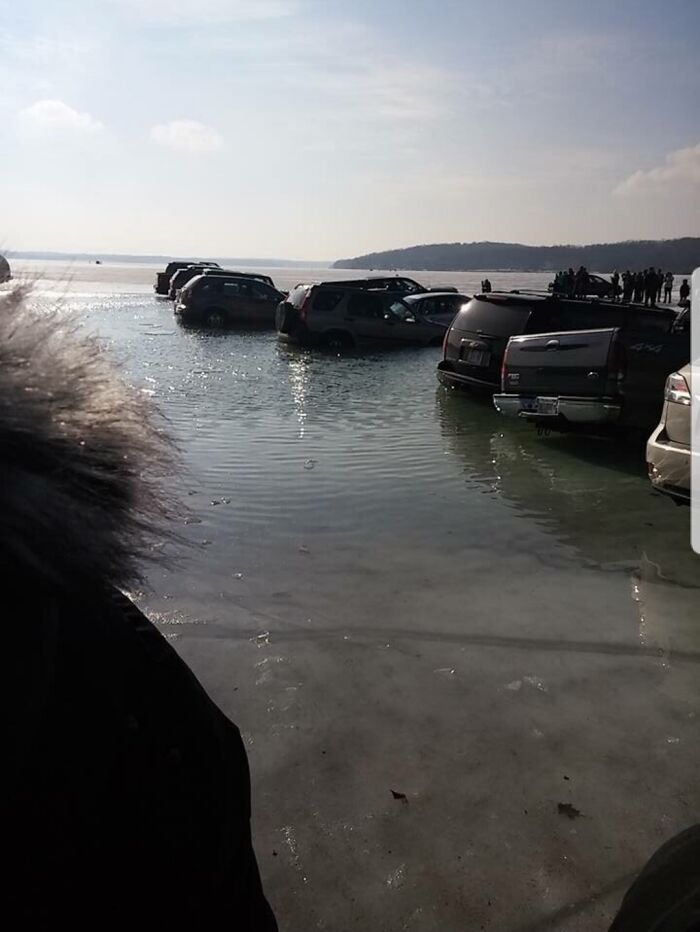 People Who Parked On Ice Before It Melted. That Sucks