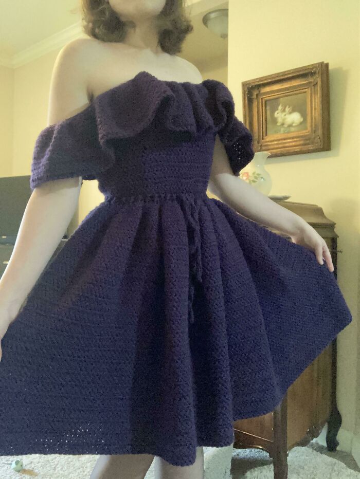 Wanted To Challenge Myself And See If I Could Crochet A Dress. Here Is The Result