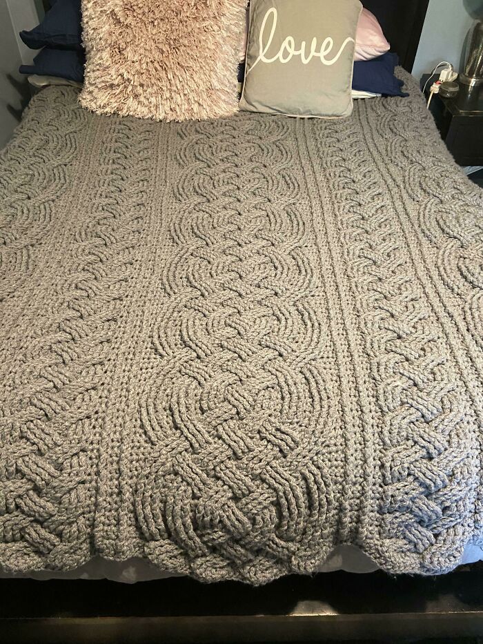 This Is My Quarantine Blanket. First Time Posting Here. Blanket Is 99% Done But I Ran Out Of Yarn For The Border