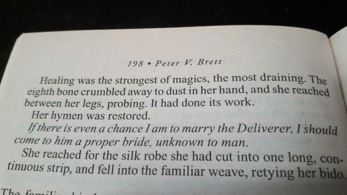 Magical Hymen Restoration (The Daylight War By Peter V. Brett)