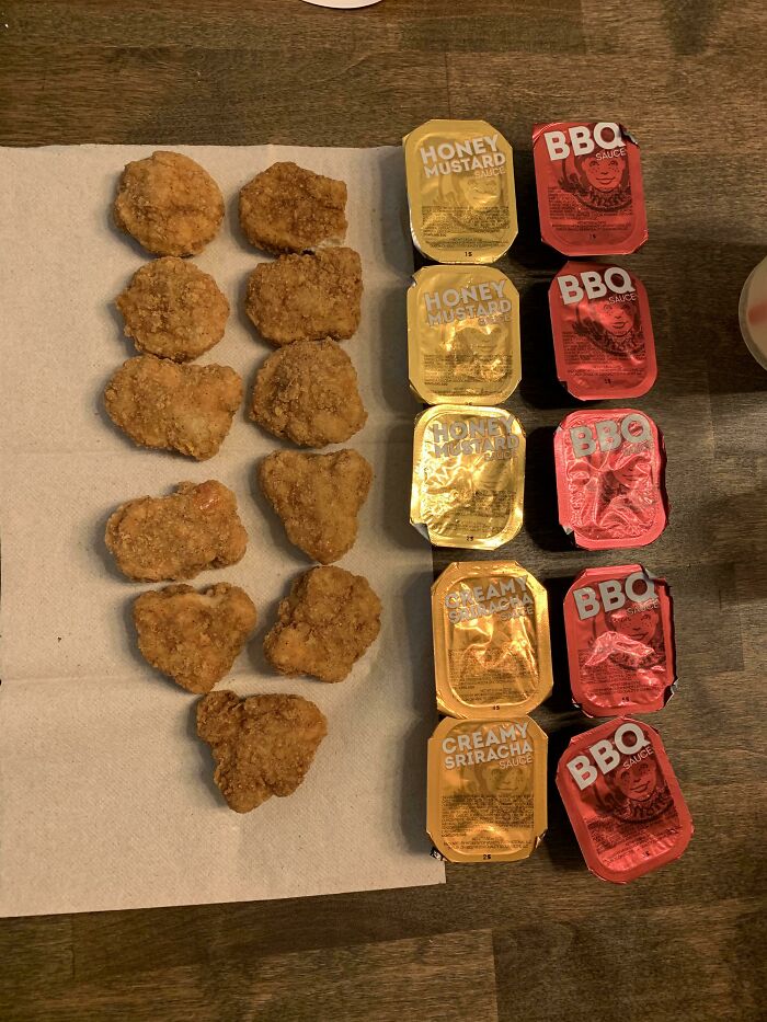 I Just Asked For A BBQ For The 10pc Nuggets And If He Could Please Give Me An Extra Honey Mustard For The Fries. I Ate The Fries On The Way Home So Now I Have 10 Sauces For My 11 Nuggets