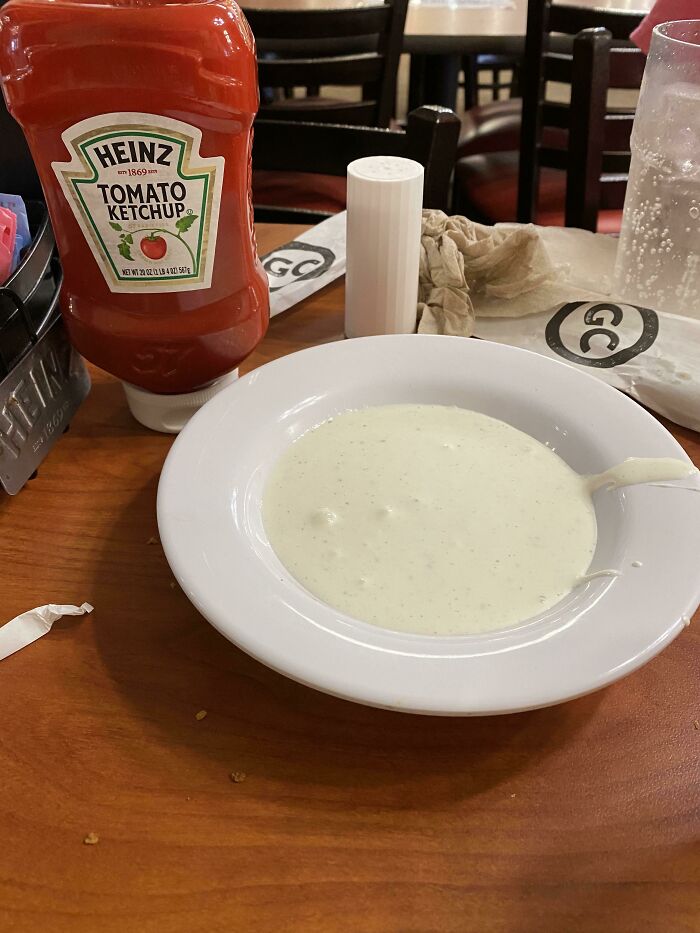 Local Golden Coral Is On Lunch Style Service. Daughter Asked For A Side Of Ranch And Got A Whole Bowl!