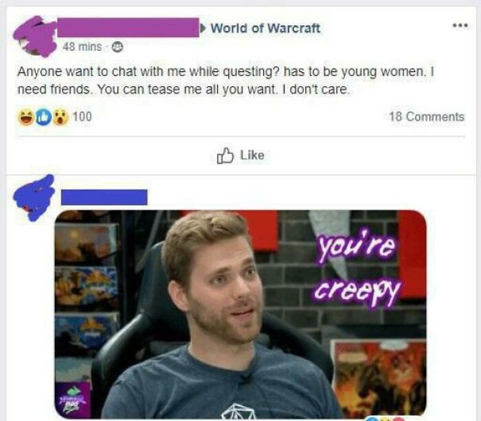 I Need Friends But Only Young Females That “Tease Me”. Disgusting