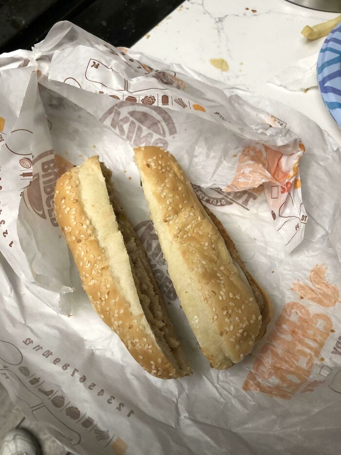Their Mom Asked For Her Bk Sandwich Cut In Half