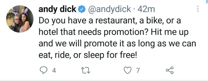 Andy Dick Wants To Eat Your Food, Borrow Your Bike, And Stay In Your Hotel