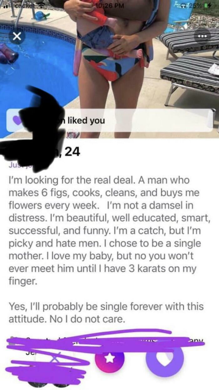 She Wants A Man With A Six-Figure Salary Who Will Also Do All The Cooking And Cleaning. Also She's A Single Mom Who Hates Men