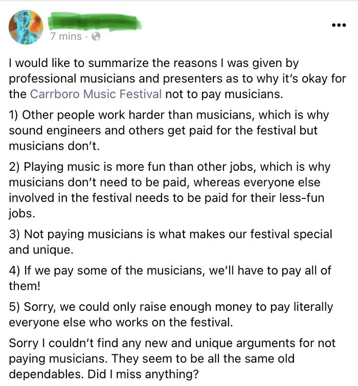 Professional Musician Calls Local Festival On The Carpet