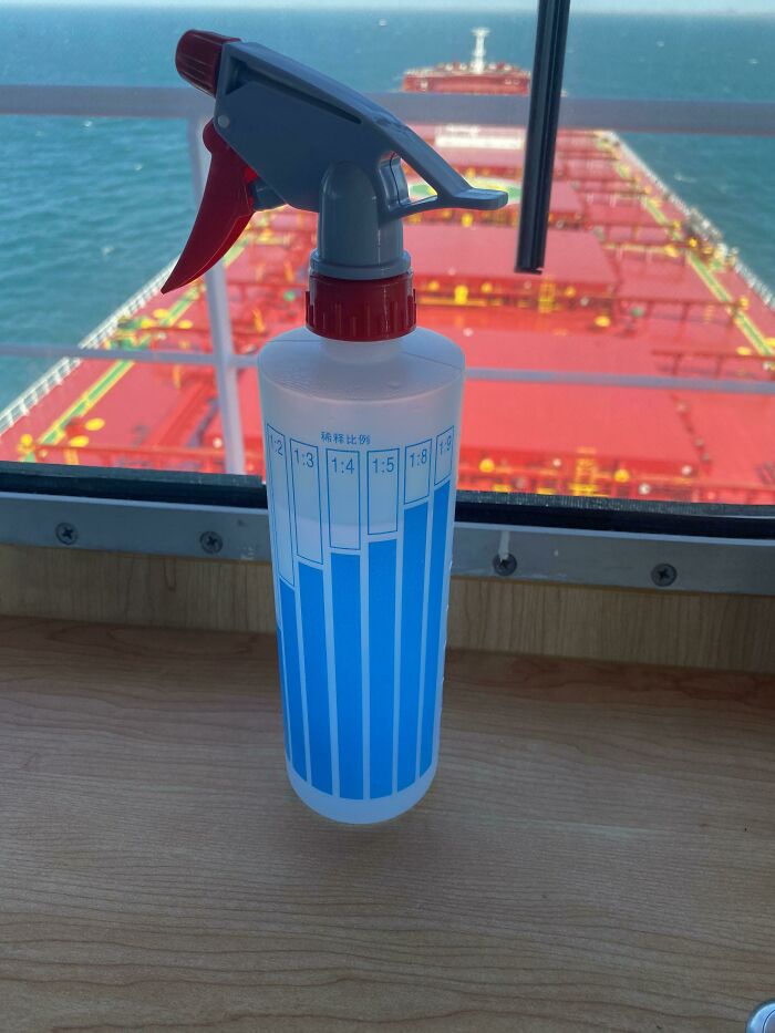 This Spray Bottle With A Label Showing Different Concentration Ratios