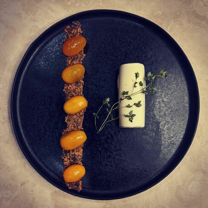 Candied Kumquat, Ginger And Dark Chocolate Crumb, Thyme Ice Cream