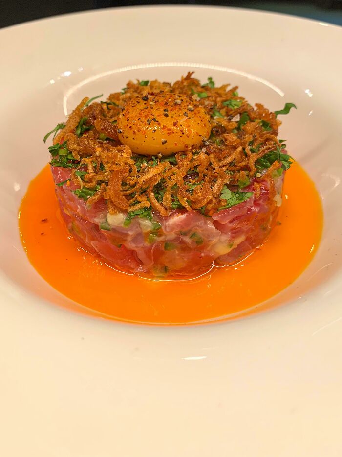 Blue Fin Tuna Tartare. Mango. Crispy Shallot. Chili Oil. Avocado.