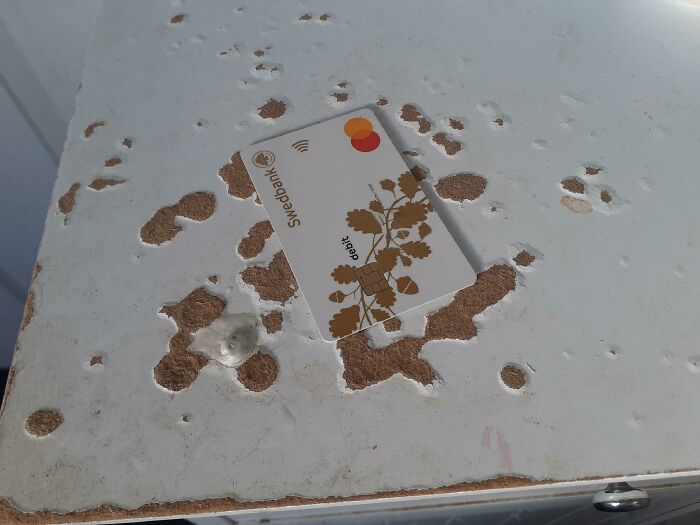 My Debit Card Blends Into This Old Cabinet