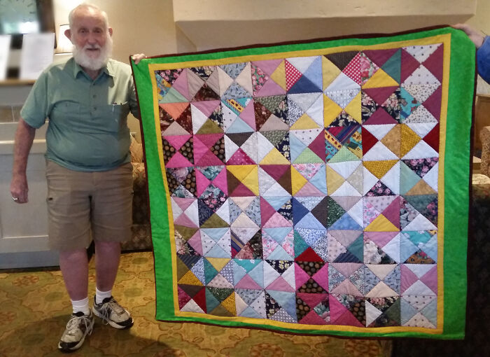 Reddit Meet My Friend Ted. He Took Up Sewing At Age 90. This Is His Second Quilt!