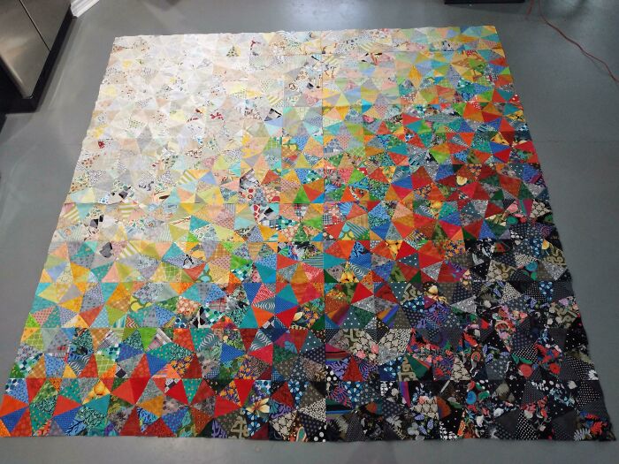 My Mom And I Finished This King-Sized Kaliedoscope Quilt-Top Today, Entirely From Scraps. It Will Be A Gift For My Aunt & Uncle