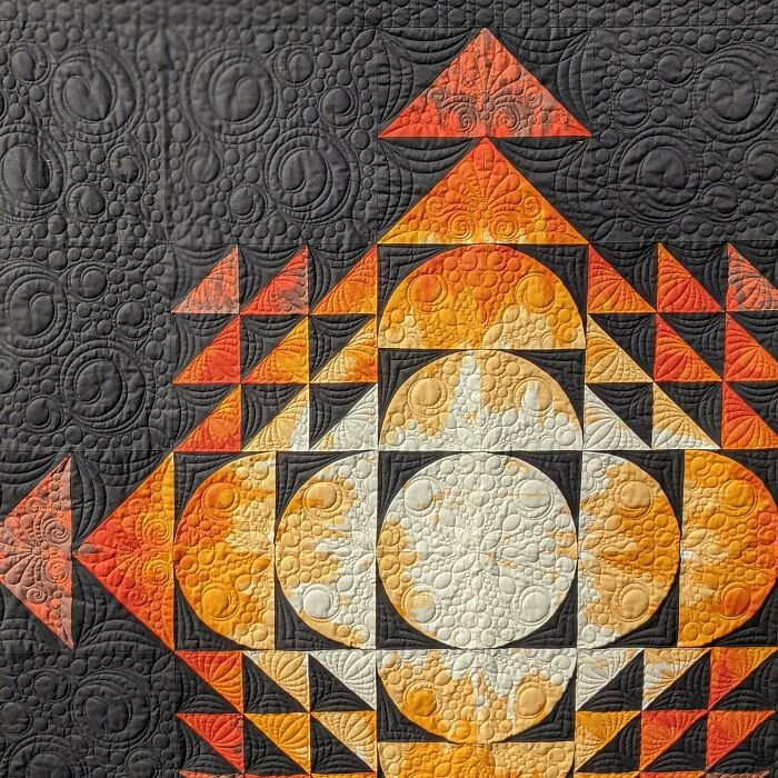 This Is My Version Of The Phase Quilt From Modern Handcraft! I Only Used Black Kona Cotton And Two Yards Of The Orange Inferno Fabric From Giucy Giuce. The Fussy Cutting To Get The Proper Color Change Took Some Time, But I Think It Was Well Worth It!