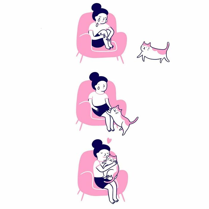 Artist Expresses All His Love For Cats And Dogs In Adorable Minimalist Illustrations (26 Pics)