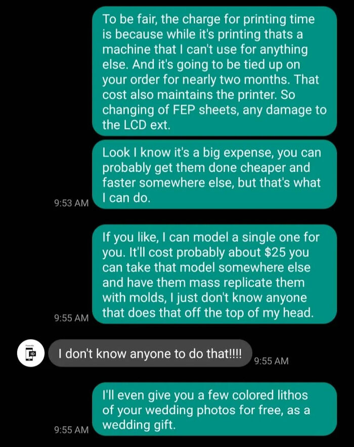 Entitled Bride Believes This Stranger Owes Her A Custom Order Done For Free, Gets Livid When He Refuses Entitled Bride Believes This Stranger Owes Her A Custom Order Done For Free, Gets Livid When He Refuses