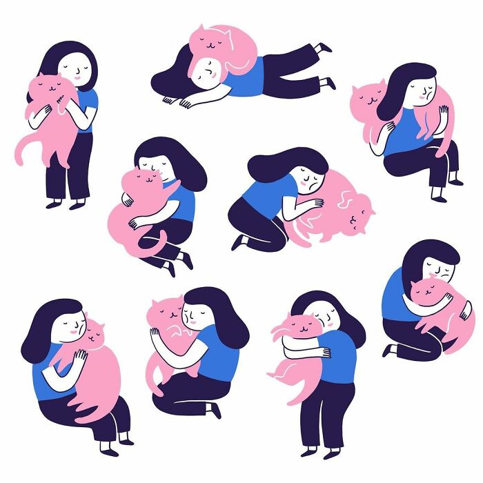 Artist Expresses All His Love For Cats And Dogs In Adorable Minimalist Illustrations (26 Pics)