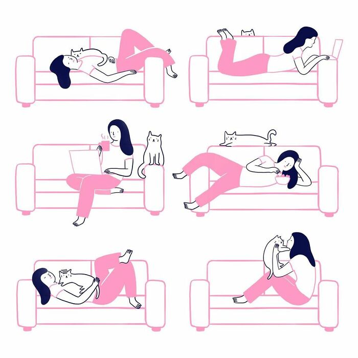 Artist Expresses All His Love For Cats And Dogs In Adorable Minimalist Illustrations (26 Pics)