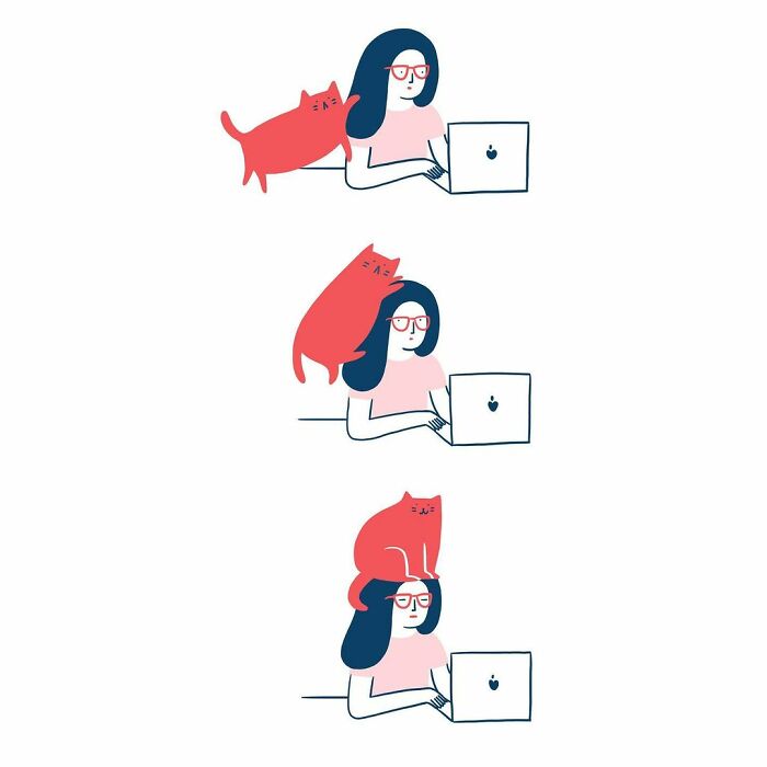 Artist Expresses All His Love For Cats And Dogs In Adorable Minimalist Illustrations (26 Pics)