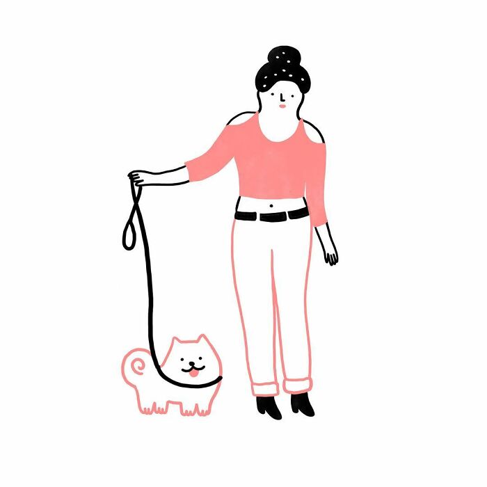 Artist Expresses All His Love For Cats And Dogs In Adorable Minimalist Illustrations (26 Pics)