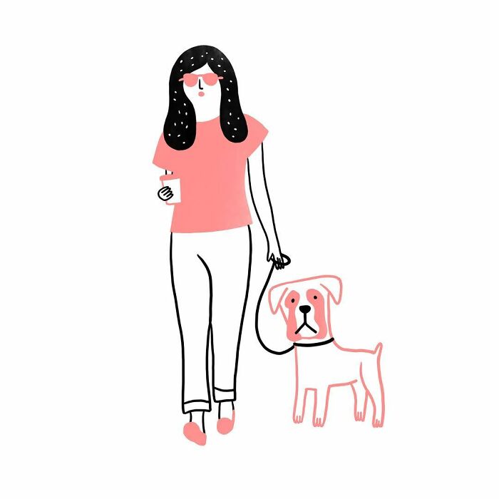 Artist Expresses All His Love For Cats And Dogs In Adorable Minimalist Illustrations (26 Pics)