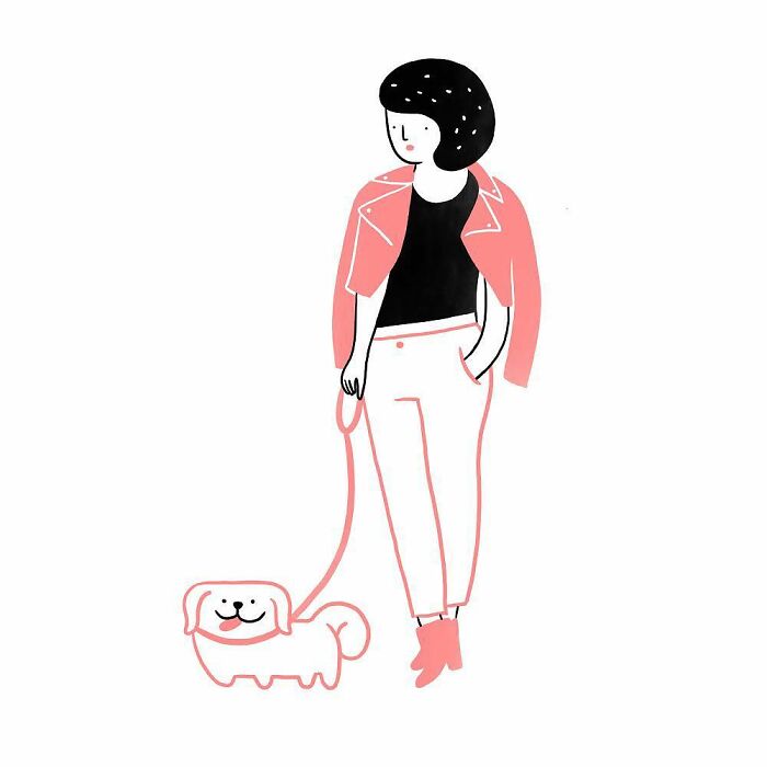 Artist Expresses All His Love For Cats And Dogs In Adorable Minimalist Illustrations (26 Pics)