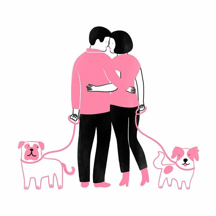 Artist Expresses All His Love For Cats And Dogs In Adorable Minimalist Illustrations (26 Pics)