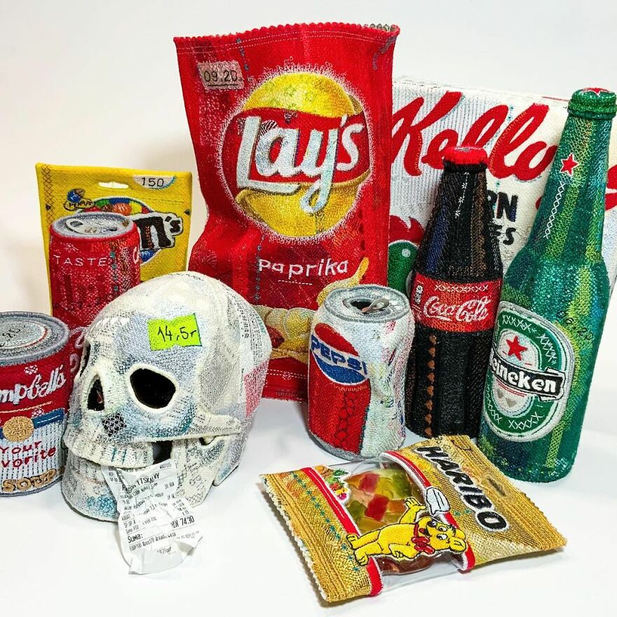 Artist Makes Detailed Embroidered Felt Food Sculptures