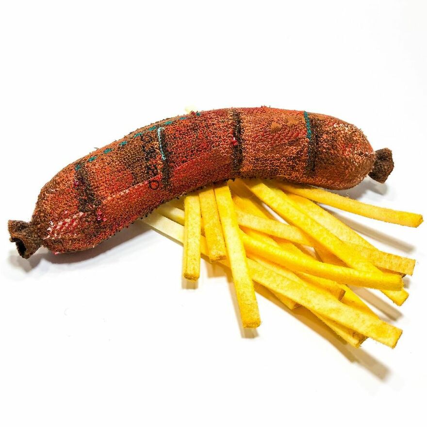 Artist Makes Detailed Embroidered Felt Food Sculptures