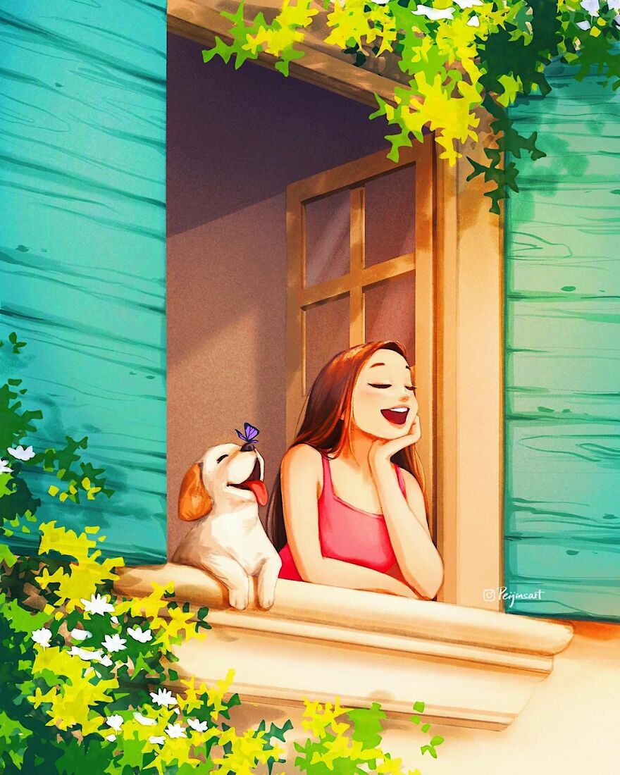 Artist Proves In His Illustrations That The Presence Of Animals Makes Everything Adorable (28 Pics)