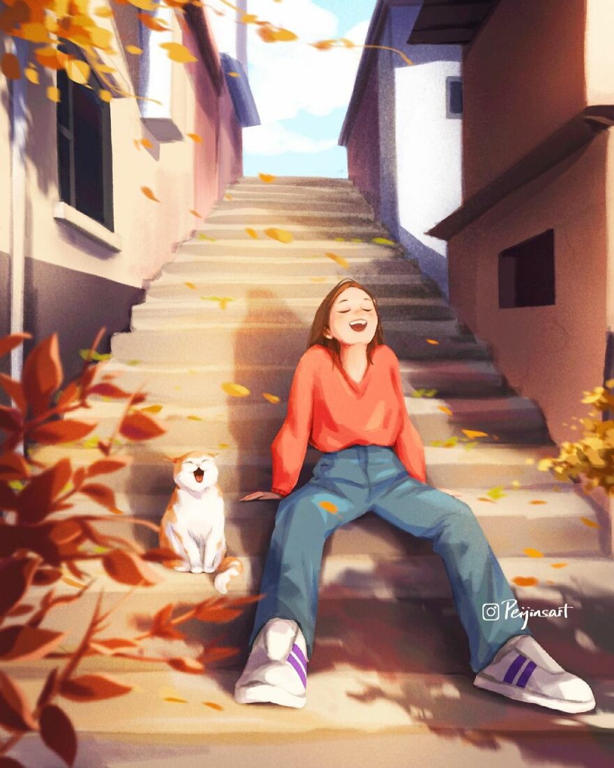 Artist Proves In His Illustrations That The Presence Of Animals Makes Everything Adorable (28 Pics)
