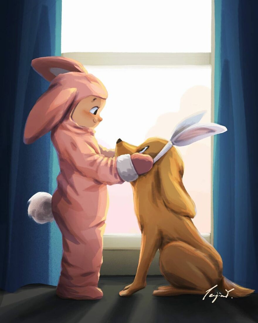 Artist Proves In His Illustrations That The Presence Of Animals Makes Everything Adorable (28 Pics)