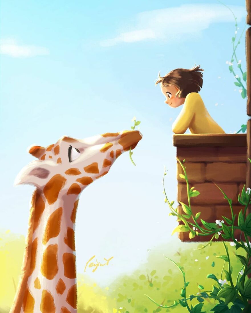 Artist Proves In His Illustrations That The Presence Of Animals Makes Everything Adorable (28 Pics)