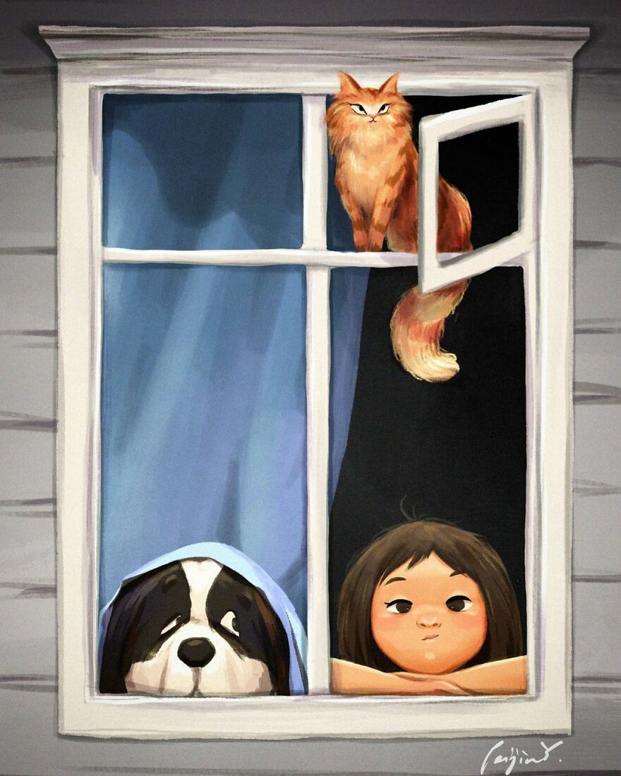 Artist Proves In His Illustrations That The Presence Of Animals Makes Everything Adorable (28 Pics)