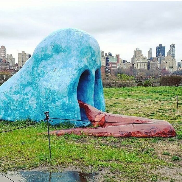 Huge Blue Nose In Park, I Get That, But What Is The Red Thing?