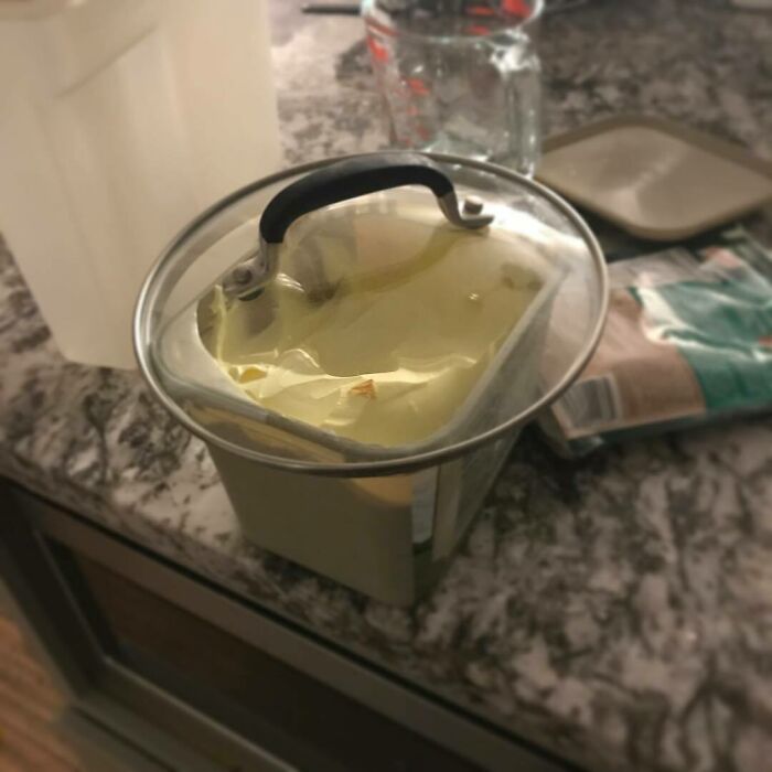 You Know You Have Pregnancy Brain When You Pull The Butter Back Out And Find This! Lol I Don't Even Know How I Am Able To Live Day To Day Anymore