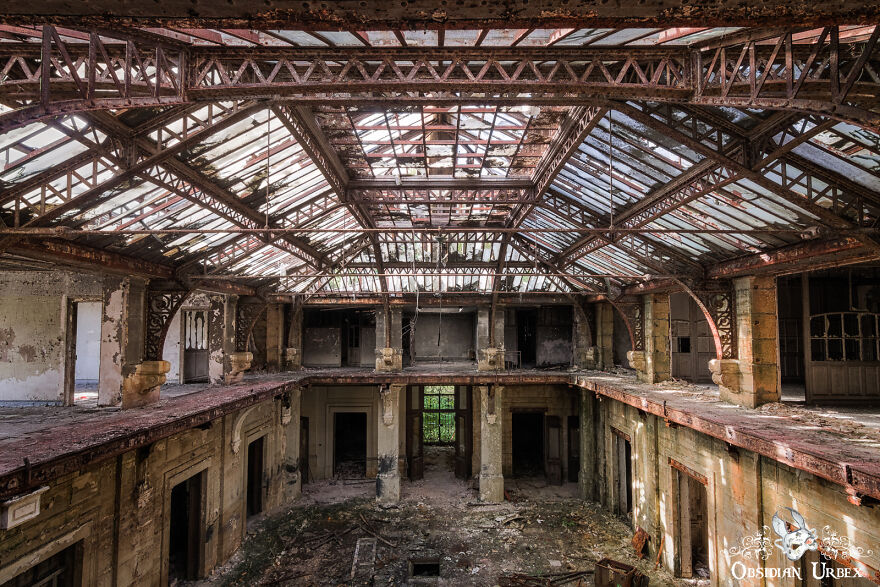 Viewing The Atrium From The Upper Floor, More Details Of The Metalwork Can Be Admired