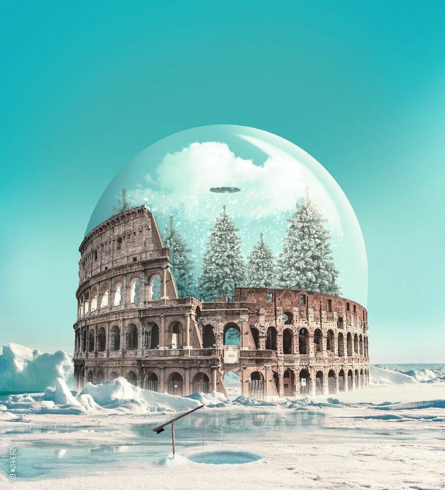 French Digital Artist Uses Architectures And Monuments To Show A New Surreal World (55 Pics)