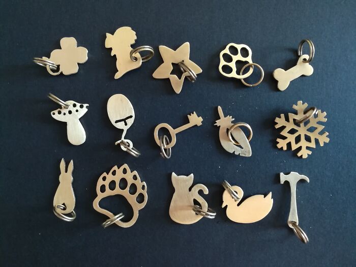 I Make Tiny Personalized Keychain Pendants Out Of Brass.