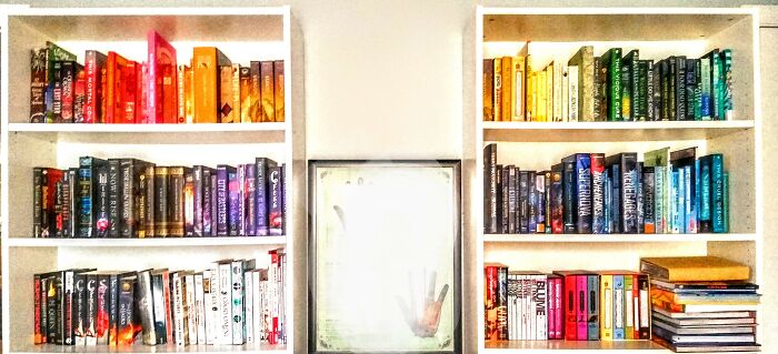 Half Of It Is Color Coded Books, The Rest Is Just Records And Random Clutter.