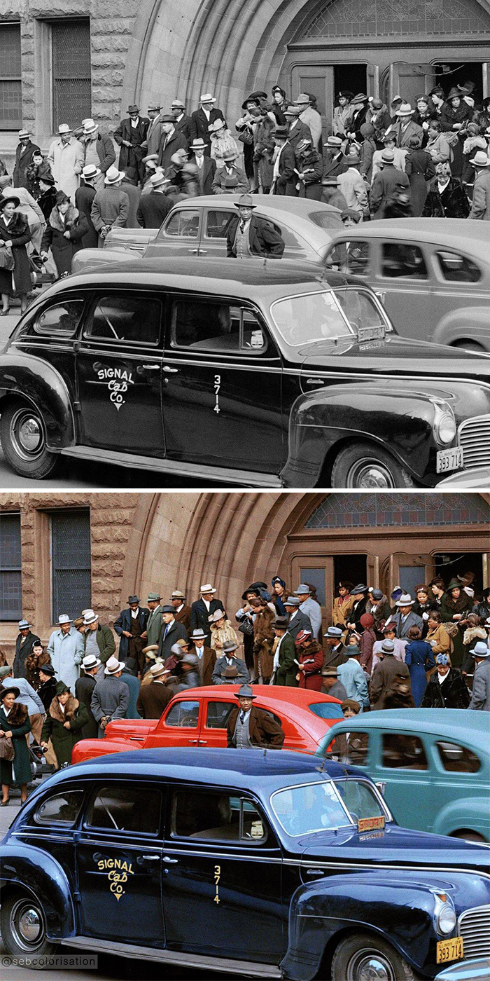 Coming Out Of The Church, Chicago, Illinois, Apr 1941. By Lee Russell