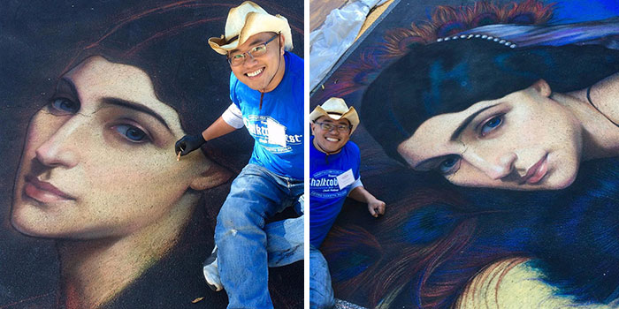 Using The Street As A Canvas, The Artist Makes Incredibly Realistic Drawings With Chalk