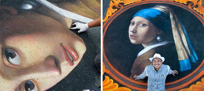 Using The Street As A Canvas, The Artist Makes Incredibly Realistic Drawings With Chalk