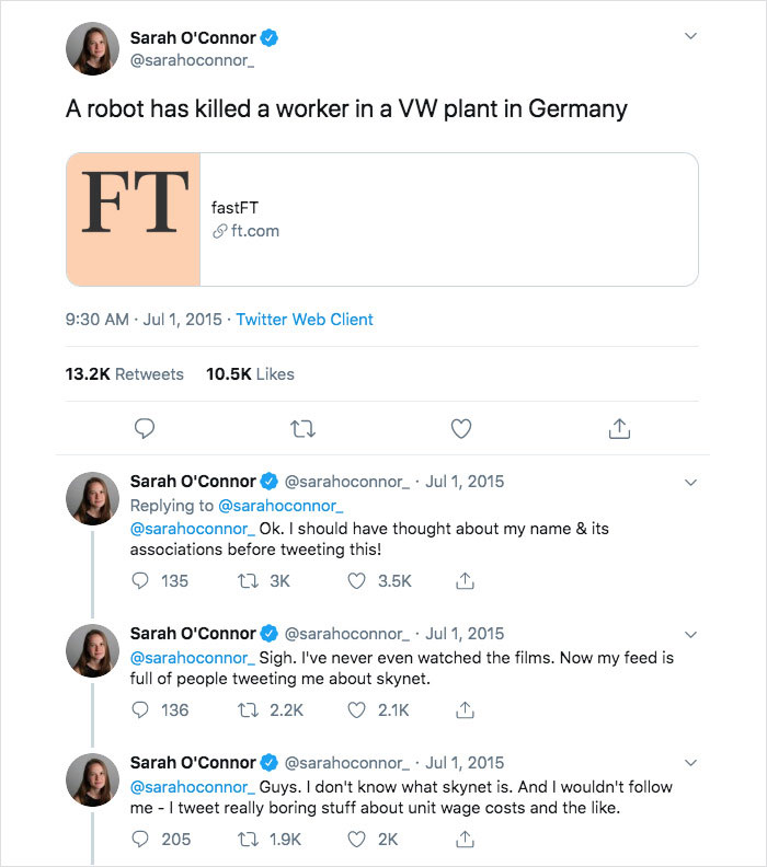 This Tweet From A "Sarah O'connor" That Terminator Fans Ate Right Up