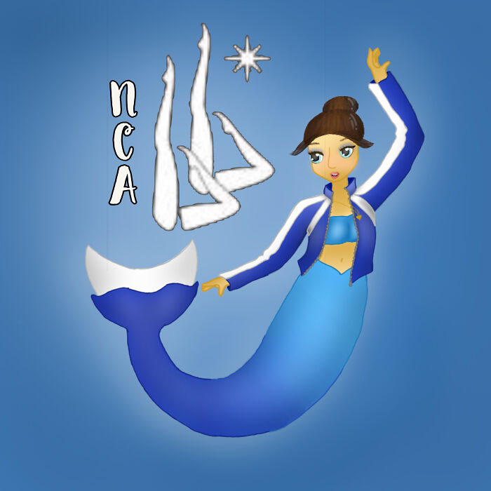 Most Recent Digital Art Piece For My Swim Team! Ignore The Terrible Quality Logo, I Couldn't Find A Good One Of The Team Logo Lmao