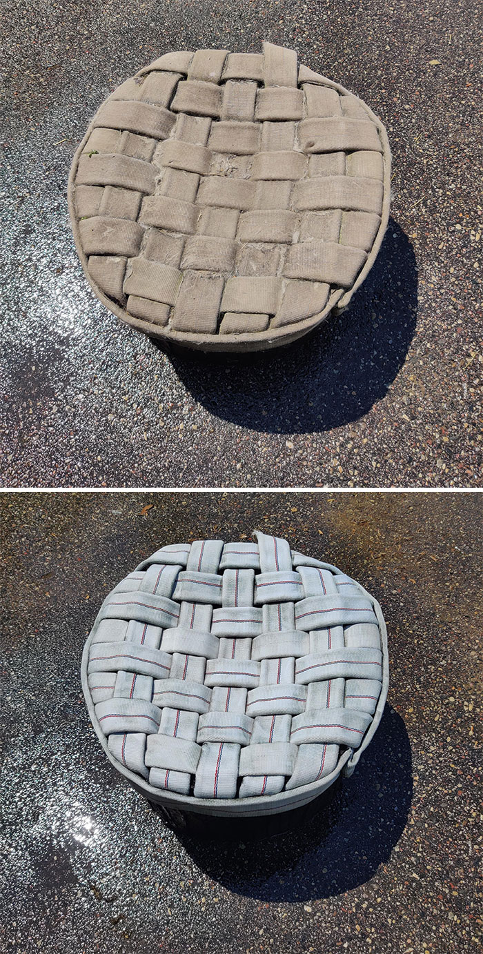 My First Time Playing With A Power Washer! About A Year Of Fox Fur And Dirt On This Bed