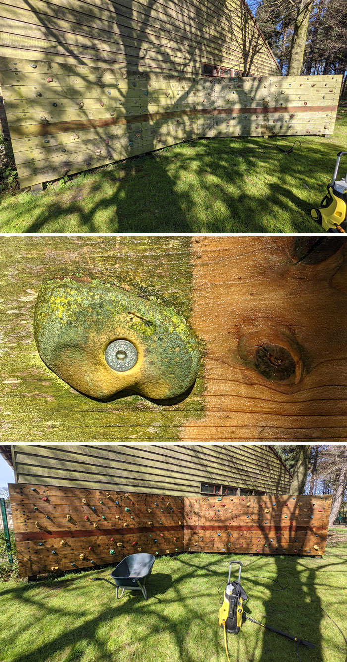 Spent My Morning Power Washing A Climbing Wall At Work