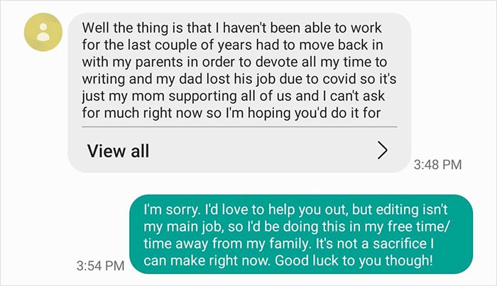 Overly-Confident Writer Is So Sure Her Book Is Going To Be A Best-Seller, Asks An Editor To Edit It For Free Overly-Confident Writer Is So Sure Her Book Is Going To Be A Best-Seller, Asks An Editor To Edit It For Free