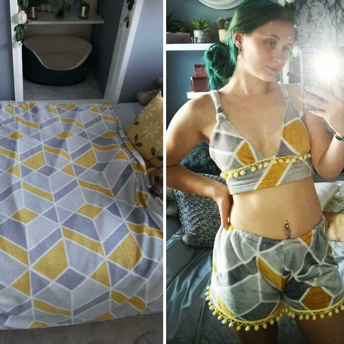 I Made This Cosy Pj Set From My Old Blanket And I'm So Happy With The Outcome Since I've Never Made Shorts Before!